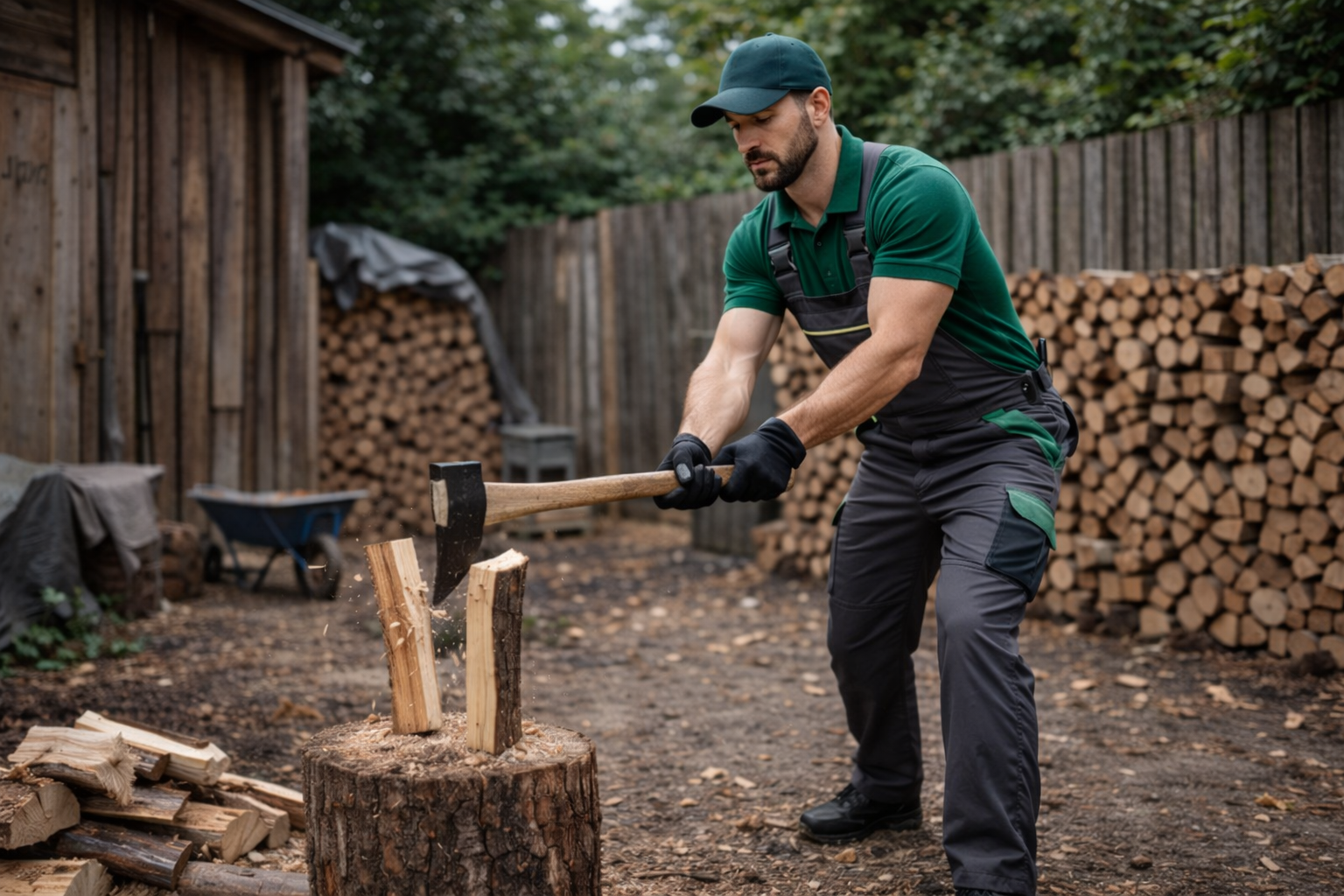 Holz hacken, haushaltsnahe Hilfen, Unterstützung, Pflege Helfer