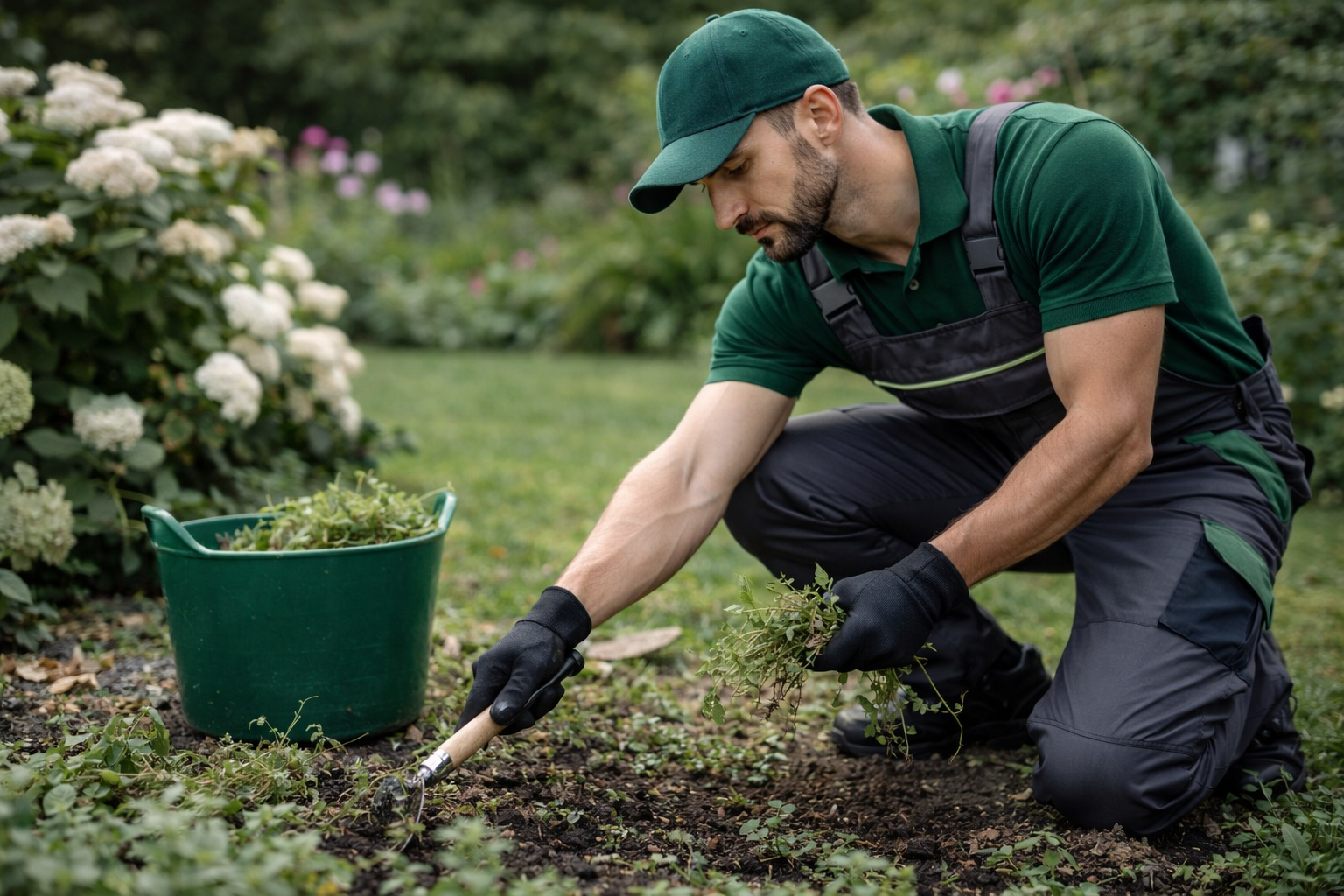 Gartenpflege, Unkraut jäten, Unkraut pflücken 
