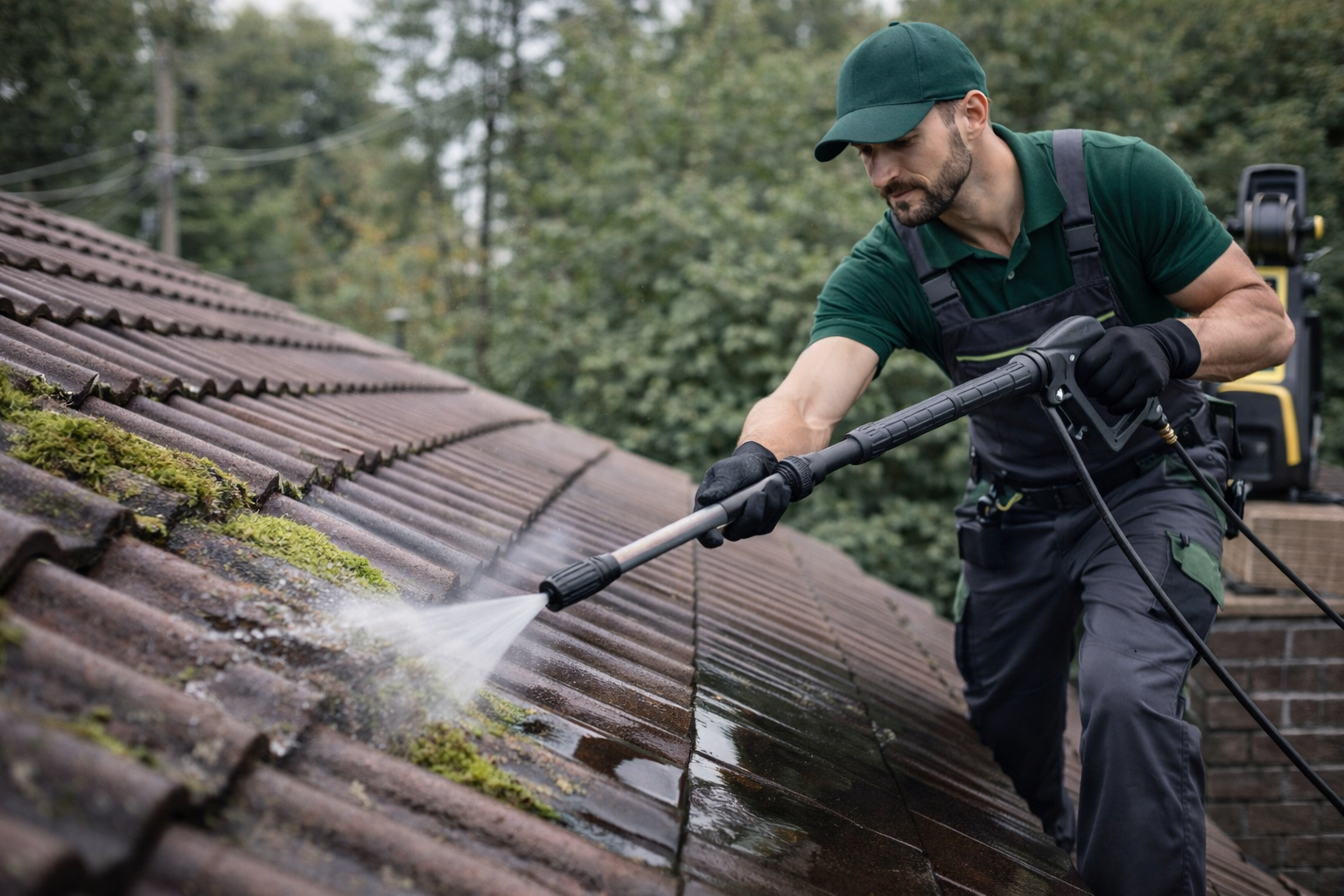 Spezialreinigung, Dachreinigung, Fassadenreinigung, Moos befreien 